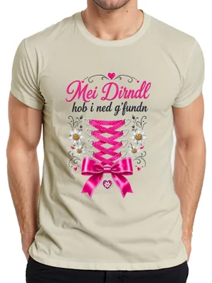 Productafbeelding van , traditionele kleding: Dirndl, lederen broek, heren T-shirt, natuurlijke kleuren, maat M