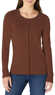 Produktbild von A. Essentials Damen Leichte Rundhalsstrickjacke (Erhältlich In Übergröße), Braun