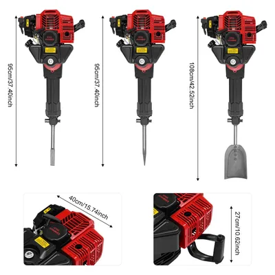 Produktbild von Pfostensetzer, 52CC 2-Takt, Benzinmotor, Multifunktionswerkzeug, schwarz