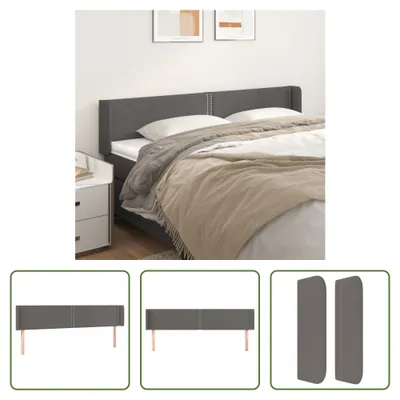 Produktbild von The Living Store Kopfteil mit Ohren Grau 183x16x78/88 cm Kunstleder