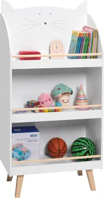 Produktbild von Happyment® Kinderregal – Spielzeug- und Bücherregal – Weiß – Kinderzimmer – Aufbewahrung – Holz – 60x29x121 cm