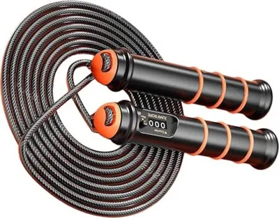Produktbild von mioosho Springseil, bunt, mit digitalem Zähler, für Fitness, Training, Schule, Prüfung, abnehmbar und verstellbar