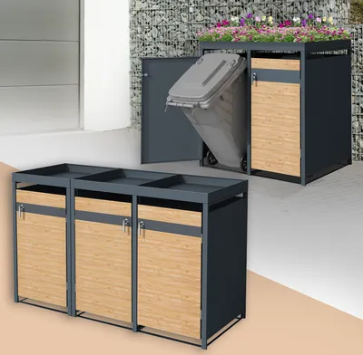 Obrázek produktu pro ML-Design box na odpadky se stříškou na květináč pro 3 koše 240L 200x80x124 cm ocelový