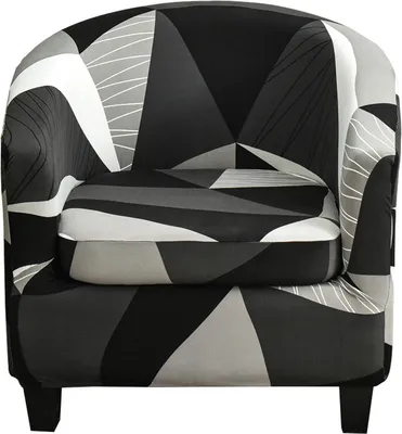 Produktbild von 2 Stück Stretch-Couchbezug Bedruckter Clubsesselbezug Geometrisches Muster Wannenstuhlbezug, Schwarze Nähte