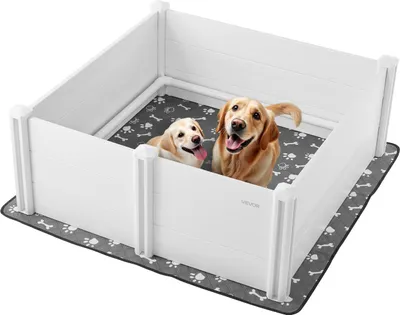 Obrázek produktu pro VEVOR, přepravní box pro psy, 122x122x46 cm, ohrádka pro štěňata z plastu PVC s výškově nastavitelnými dveřmi a omyvatelnou podložkou pro močení, robustní přepravní box pro velká plemena, barva: mléčně bílá