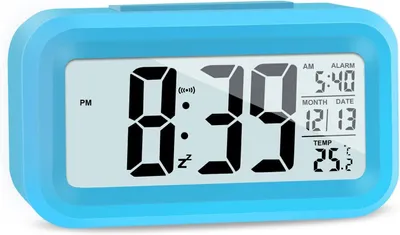 Digitale Wekker mit LED-Display, Schlummerfunktion, Blau