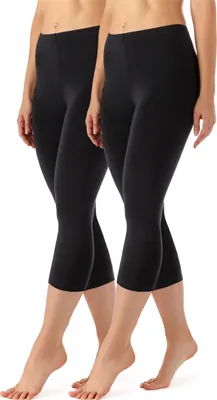 Produktbild von Merry Style Damen Leggings 3/4 aus Viskose 2 Pack MS10-144 (Schwarz/Schwarz, M)