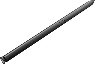 A black stylus pen against a white background.