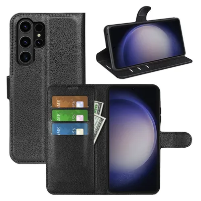Obrázok produktu pre Pre Samsung Galaxy S24 Ultra Smart Mobile Phone Case Black Leatherette Case Cover Case Book