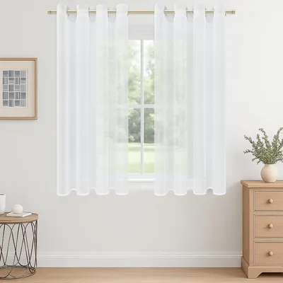Imagen del producto de Cortinas - Telas translúcidas - Visillos - Voile - Muselina - Semitransparente - Decoración para ventanas en salón, dormitorio y cocina