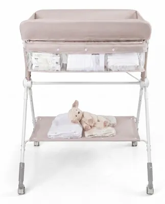 Obrázek produktu pro Dětské zboží, komoda s přebalovacím pultem, skládací dětský přebalovací stolek, přebalovací stolek, 11 kg, béžová barva