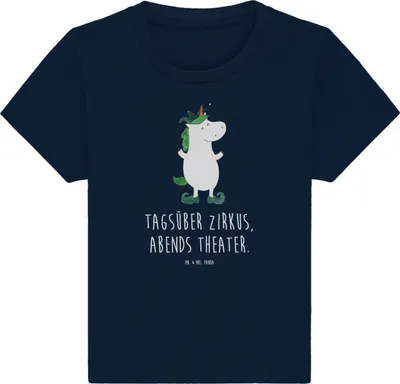 Produktbild von Mr. & Mrs. Panda  T-Shirt Einhorn Joker 12. - 18. Monat - French Navy - Geschenk, Baby, Einhörner, Organic, Babyshirt, Kasper, Unicorn, Mittelalter, Baumwollshirt