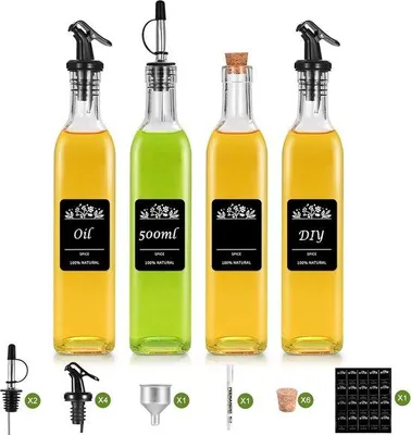 Immagine prodotto di Set di versatori per olio da 500 ml, per aceto, in acciaio inossidabile, 4 pezzi
