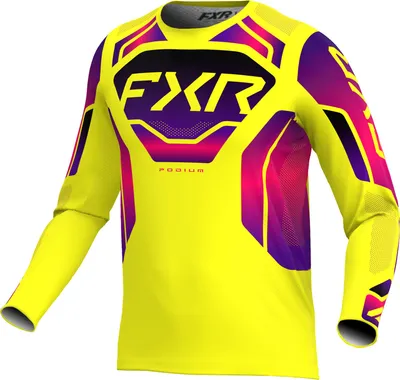 Imagen del producto de Camiseta de motocross FXR Podium, color amarillo/rosa, talla S