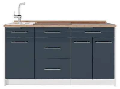 Obrázok produktu pre Kuchynský blok Vicco Fame-Line Tmavo modrá vysoký lesk/biely 150 cm, AP Oak, Model 65326
