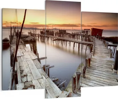Produktbild von Bild auf Leinwand - Leinwandbild - Brücke Boot Meer - 130x100cm - Wand Bild - Wanddeko - Leinwanddruck - Bilder - Kunstdruck - Wanddekoration - Leinwand bilder - Wandkunst - CB130x100-3807