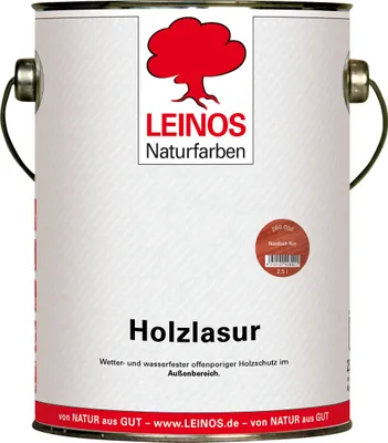 Produktbild von Wetterfeste Holzlasur für Außen 056 Nordisch Rot 2,50 Liter - offenporiger Holzschutz mit Filmschutz gegen Pilzbefall - für Fenster, Türen, Zäune & Pergolen - wasserabweisend, lasierend