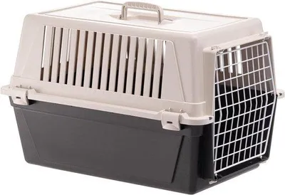 Productafbeelding van Transportbox voor kleine en middelgrote honden en katten tot 15 kg - Gelaagd ijzeren rooster - 40 x 60 x hoogte 38 cm - Blauw
