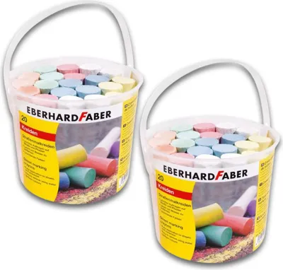 Produktbild von 2x Eberhard Faber Straßenmalkreide farbig sortiert 20 Stück im Eimer