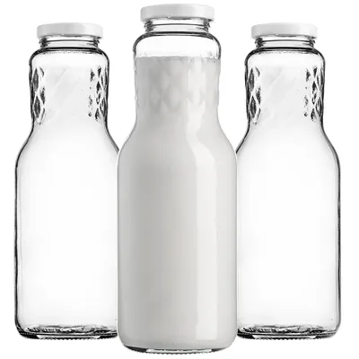 Immagine prodotto di Bottiglie per latte KADAX da 1 litro con tappo a vite, bottiglie vuote con grande apertura per il riempimento del latte, bottiglie di vetro con coperchio, bottiglia di vetro a collo largo