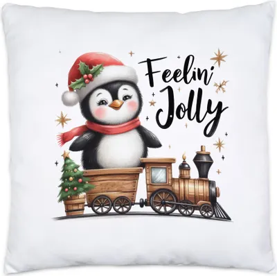 Produktbild von Feelin' Jolly Lustiges Pinguinmotiv Kissen Geschenkidee witziges Design Weihnachten Geschenk für Pinguinfans