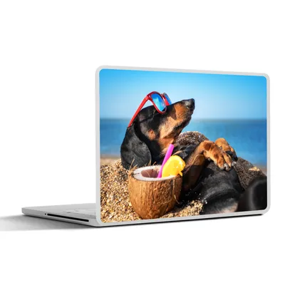 Produktbild von MuchoWow® Laptop Aufkleber Sticker Cover Hund - Sonnenbrille - Strand - Sommer 30x21 cm - Sticker für Laptop - Selbstklebend