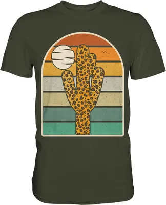 Produktbild von Kaktus Leopard Retro Pflanzen T-Shirt – Urban Khaki / M