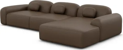 Produktbild von Echtleder L-Form Sofa Nuvia Dunkelbraun Rechts