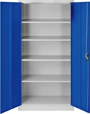 Produktbild von 4er Set Aktenschrank C001 Metallschrank Stahlschrank Werkzeugschrank Büroschrank Lagerschrank Universalschrank Pulverbeschichtung Flügeltüren 185 cm x 90 cm x 40 cm Farbe: Grau/Blau