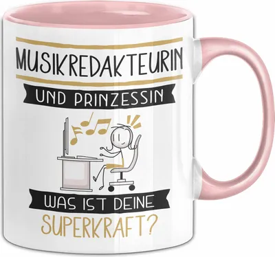 Produktbild von Musikredakteurin Und Prinzessin Tasse Geschenk Für Eine Musikredakteurin Geburtstag Was Ist Deine Superkraft (Rosa)