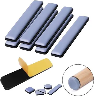 Produktbild von Famanu Möbelgleiter für Teppich und Holzfußböden - selbstklebende Rechteck-Pads (15 x 75 mm)
