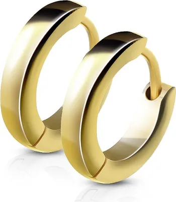 Produktbild von 1 Paar Creolen Klappcreolen Schmal Ohrringe Edelstahl Herren Damen Autiga® gold