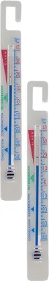 Two thermometers hanging side by side.