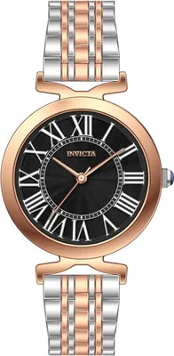 Produktbild von Invicta Wildflower 69314 Damenarmbanduhr - Quarzwerk - Edelstahl mit schwarzem Zifferblatt - 34 mm