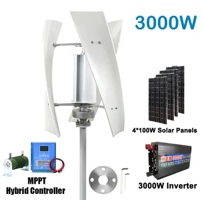 Immagine prodotto di Turbina eolica verticale - Generatore eolico - Turbina eolica - Generatore di energia eolica - Sistema ibrido a 48V