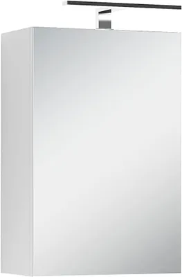 Produktbild von Spiegelschrank Spree, Korpus Mattweiß Spiegeltüren | Hängeschrank, Soft-Close-Funktion, inkl. LED-Beleuchtung, Badschrank mit Stecker- und Schalterdose, B 40, H 60, T 20 cm