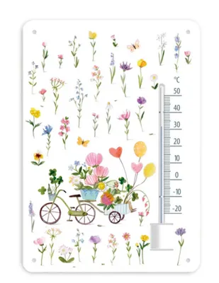 Produktbild von Thermometer Auf ins Glück - Dekoration Gartendeko Fahrradmotiv Garten