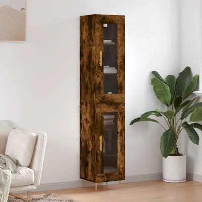 Image de vidaXL Highboard chêne fumé 34,5x34x180 cm bois composite