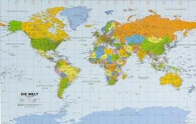 Obrázek produktu pro Politická mapa světa v němčině jako plakát, cca 90 x 61 cm