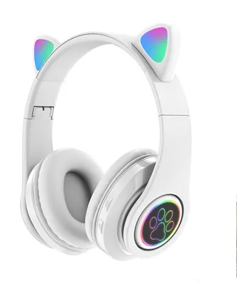 Produktbild von Kopfhörer Bluetooth LED kabellos Katzenohr, Faltbare Headset,Wireless Bluetooth 5.0 Glühende Headset Kopfhörer Einstellbare für Smartphone - weiß