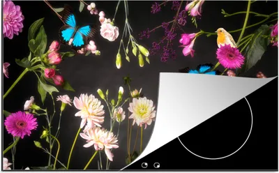Produktbild von KitchenYeah© Herdabdeckplatte Stillleben - Farben - Blumen , 89x51cm, Küche Deko, Glaskeramikkochfeld Herdabdeckung, Abdeckplatte fùr Kochfeld