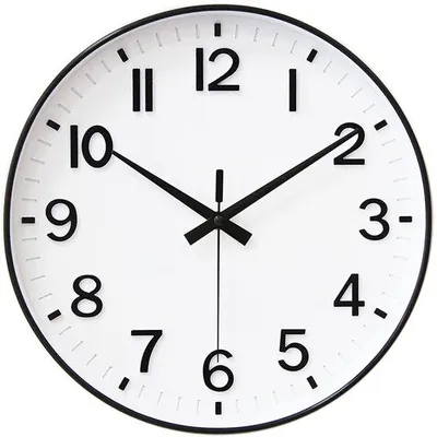 Obrázok produktu pre Tiché nástenné hodiny 30 cm s arabskými číslicami, čierno-biele, dekoratívne