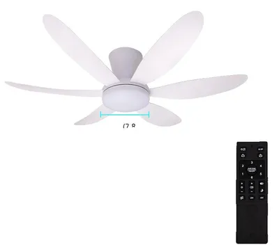 Zdjęcie produktu dla Lampa sufitowa z wentylatorem, 6 prędkości, sterowanie pilotem, wentylator z 6 łopatami