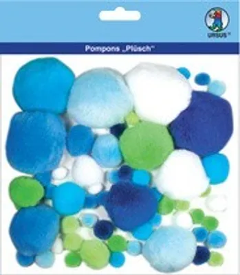 Produktbild von URSUS Pompon-Set ''Plüsch'', blau/grün VE 60 Stück 39500004