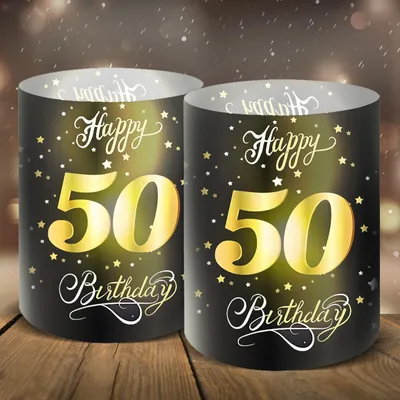 Productafbeelding van 12 Windlichten voor Tafeldecoratie 50ste Verjaardag