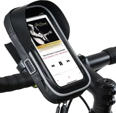 Produktbild von Halterung für Smartphones am Fahrrad mit Tasche – für Geräte bis 6,7 Zoll – um 360 Grad schwenkbar