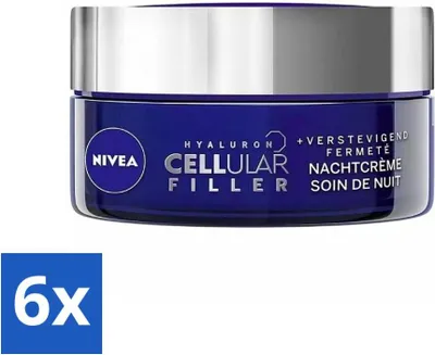 Produktbild von NIVEA – Nachtcreme – Cellular Expert Filler Anti-Aging – Für jeden Hauttyp – Mit Hyaluronsäure & Folsäure – Anti-Falten & Feuchtigkeitsspendend – 50 ml - Vorteilspack - 6 Stücke