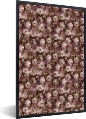 Produktbild von MuchoWow® MuchoWow® Gerahmtes Poster Rosen - Blumen - Ölfarbe 60x90 cm - Poster mit zchwarzem Bilderrahmen - Kunst