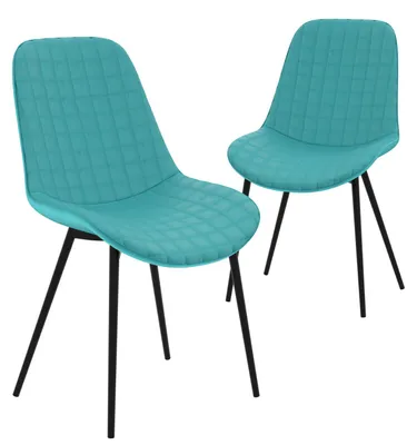 Produktbild von HAGO24 2er Set Esszimmerstühle Petrol - Samt Komfortpolster Türkis ergonomisch 49cm Sitzhöhe schwarze Stahlbeine Polsterstuhl
