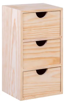 Miniblok 3 Schubladen Kiefernholz 17x14x32 cm